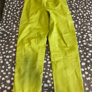 Vibrant Lime Green Leather Pants